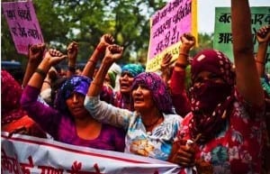 women protest